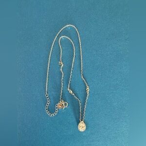 NWOT Sterling Silver 925 CZ Water Drop Shape Necklace Pendant Chain 18”